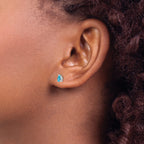 Pear Blue Topaz Stud Earrings in 14K White Gold, 5x3mm - Sophia Jewelers