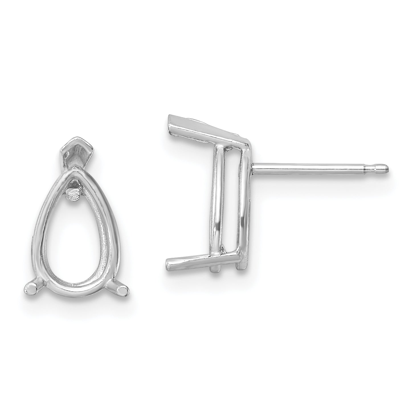 14k White Gold 9x6 Pear Earring Mounting (No Stone Included)s Main image