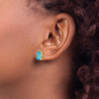 Pear Blue Topaz Stud Earrings in 14K Yellow Gold, 10x7mm - Sophia Jewelers