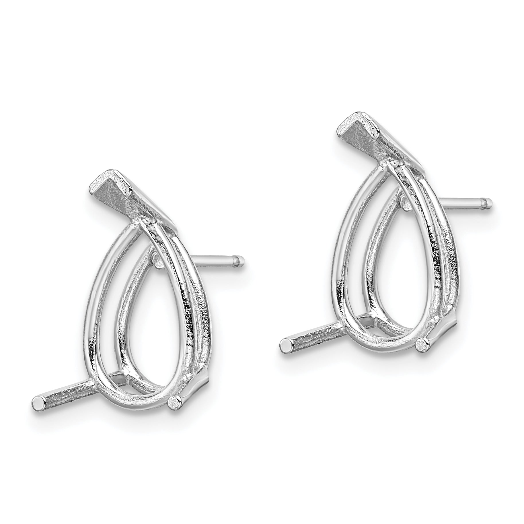 14k White Gold 12x8 Pear Earring Mounting (No Stone Included)s Secondary image