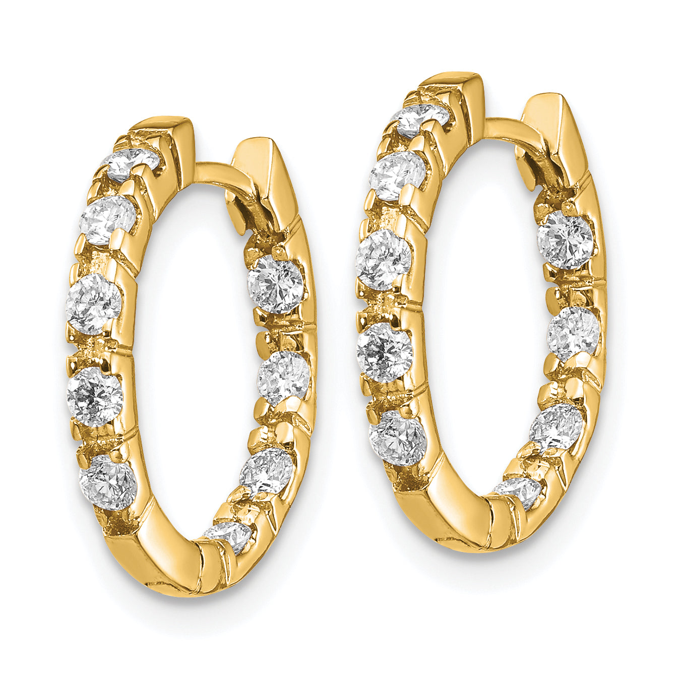 14k AA Diamond Hinged Hoop Earrings