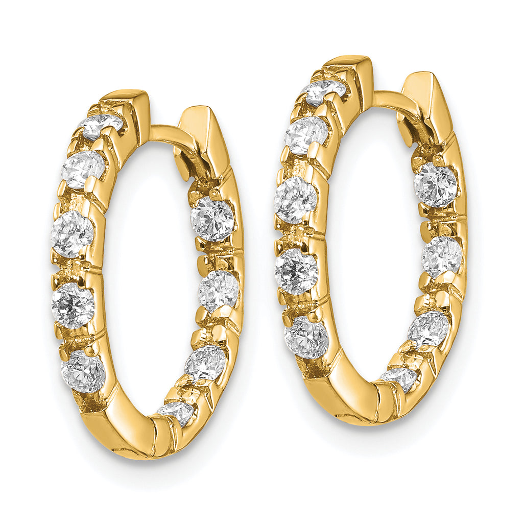 14k AA Diamond Hinged Hoop Earrings