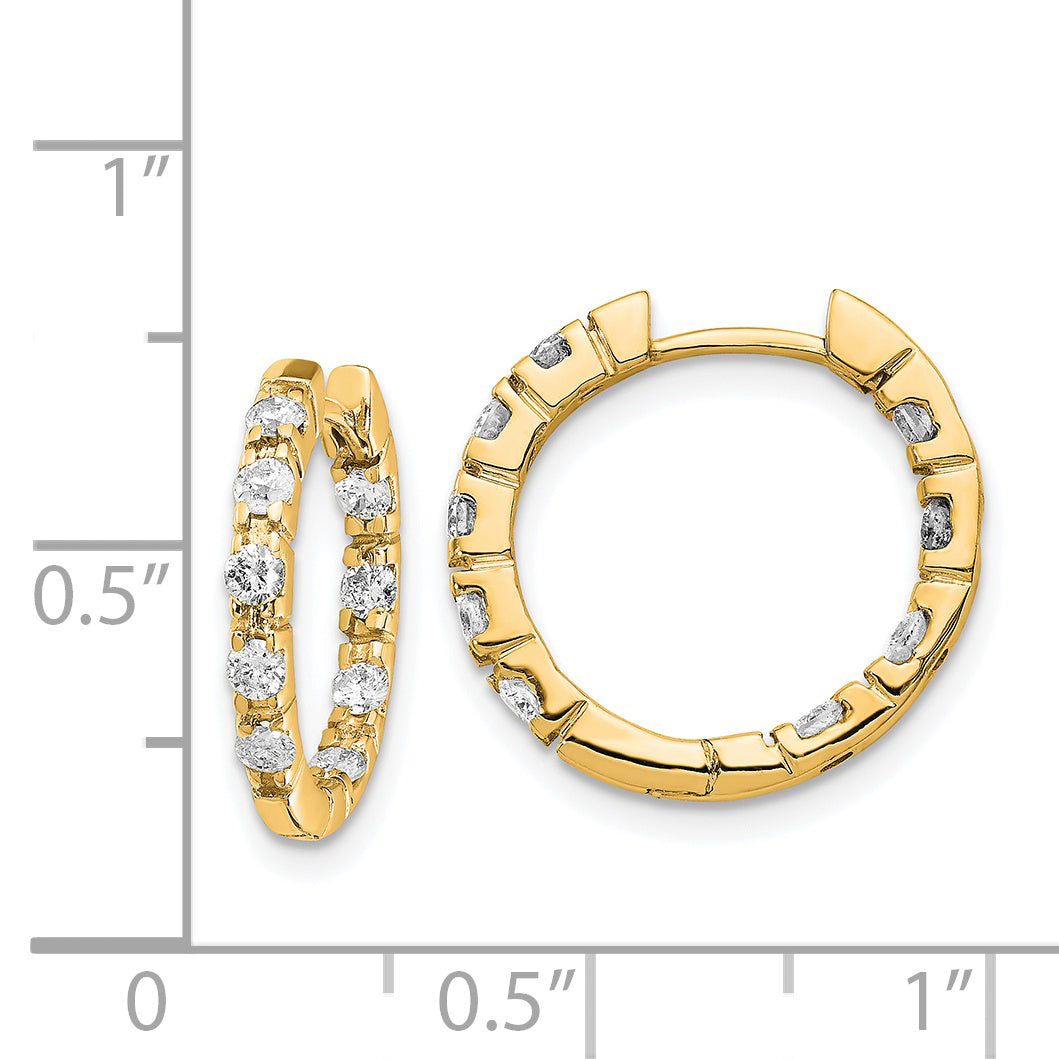 14k AA Diamond Hinged Hoop Earrings