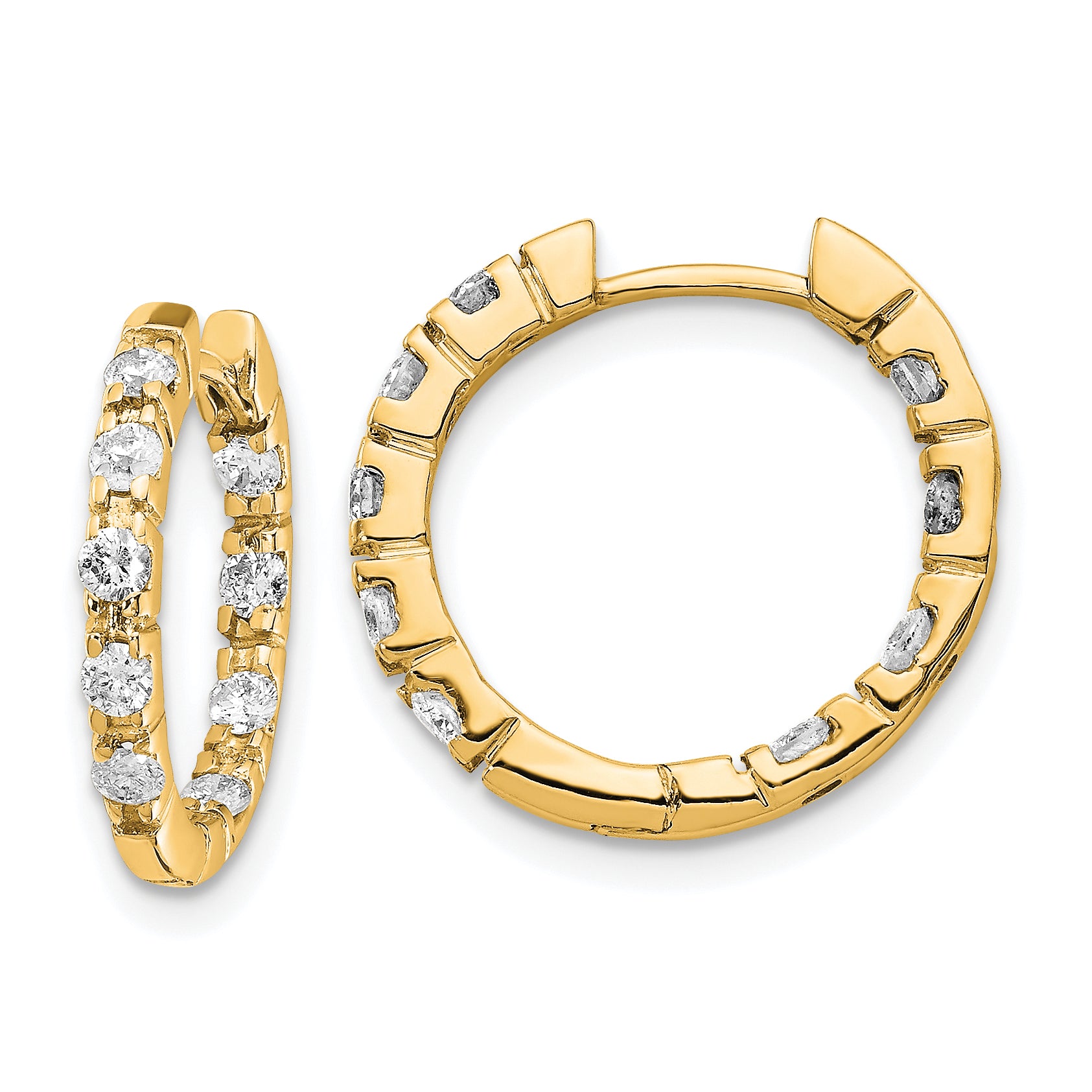 14k AA Diamond Hinged Hoop Earrings Main image