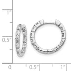 14k White Gold 5/8 carat AA Diamond In/Out Hinged Hoop Earrings