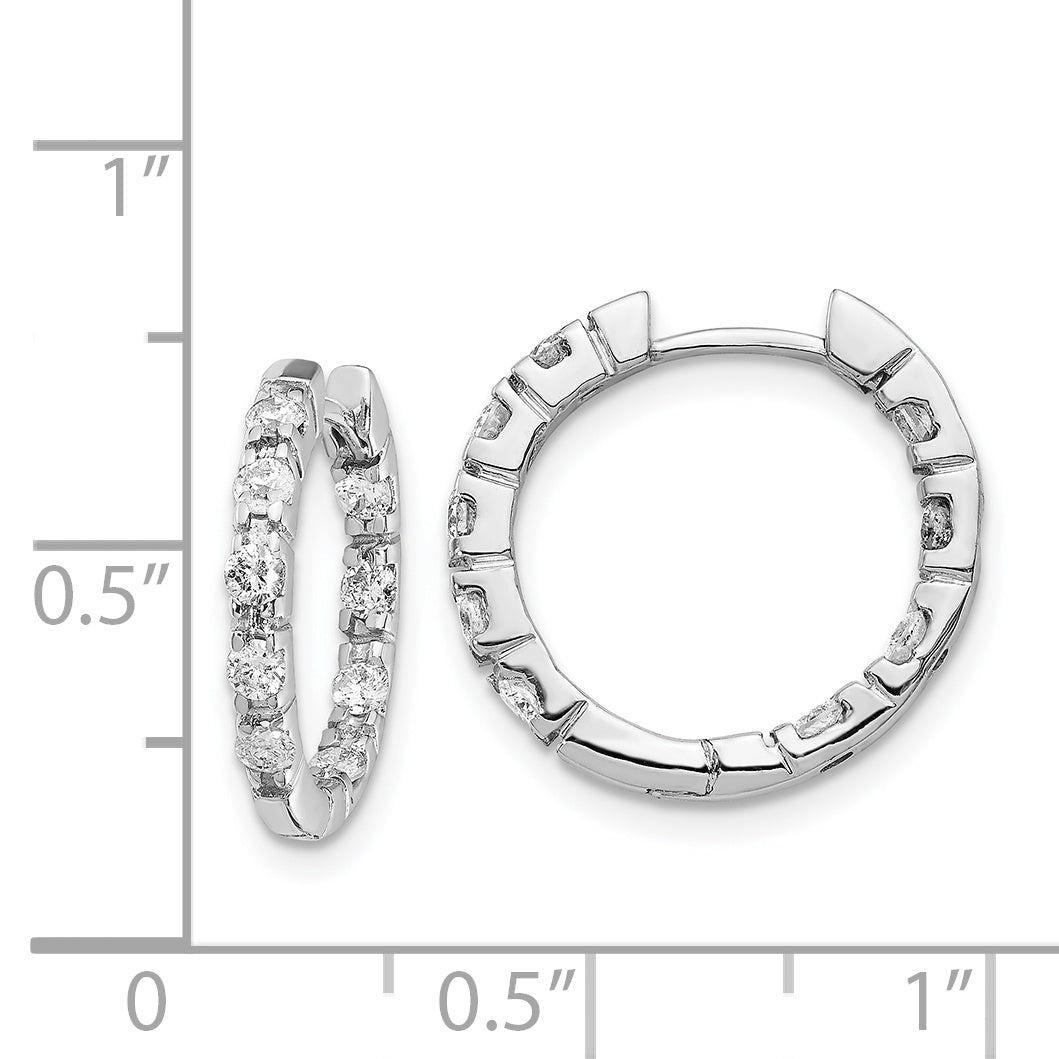 14k White Gold 5/8 carat AA Diamond In/Out Hinged Hoop Earrings