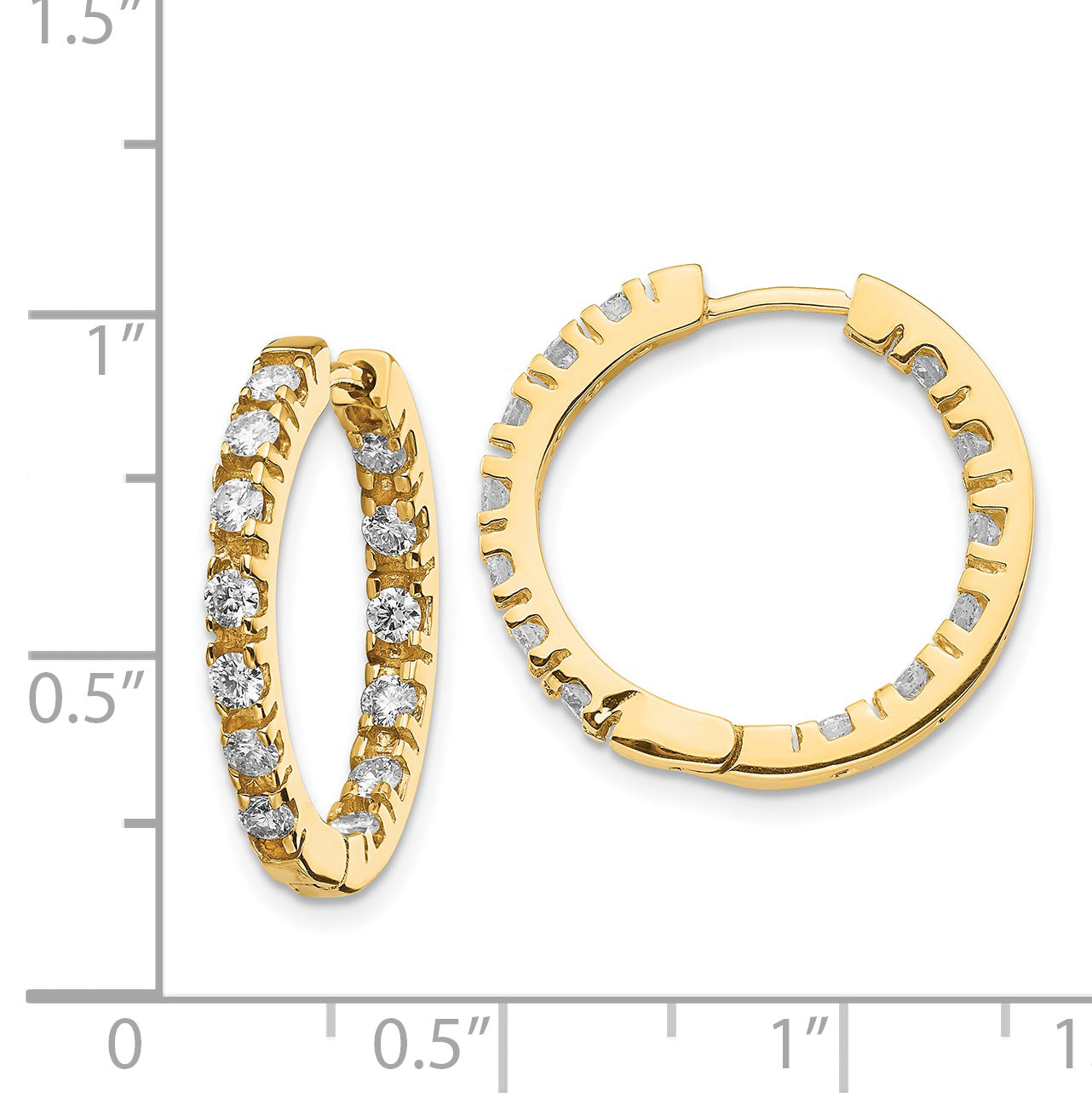 14k AA Diamond Hinged Hoop Earrings