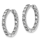 14k White Gold 7/8 carat AAA Diamond In/Out Hinged Hoop Earrings