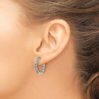 14k White Gold 7/8 carat AA Diamond In/Out Hinged Hoop Earrings