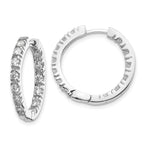 14k White Gold 7/8 carat AAA Diamond In/Out Hinged Hoop Earrings