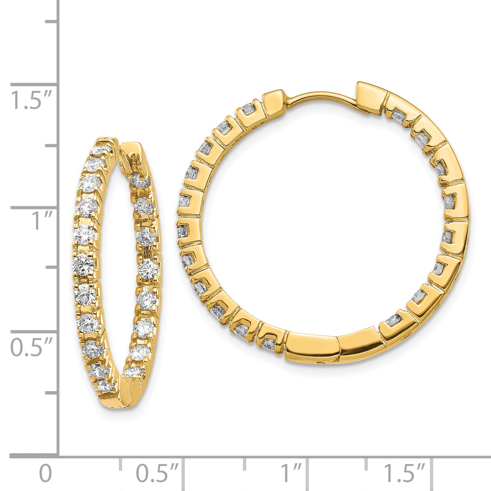 14k AAA Diamond Hinged Hoop Earrings