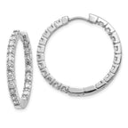 14k White Gold 1.9 carat AA Diamond In/Out Hinged Hoop Earrings