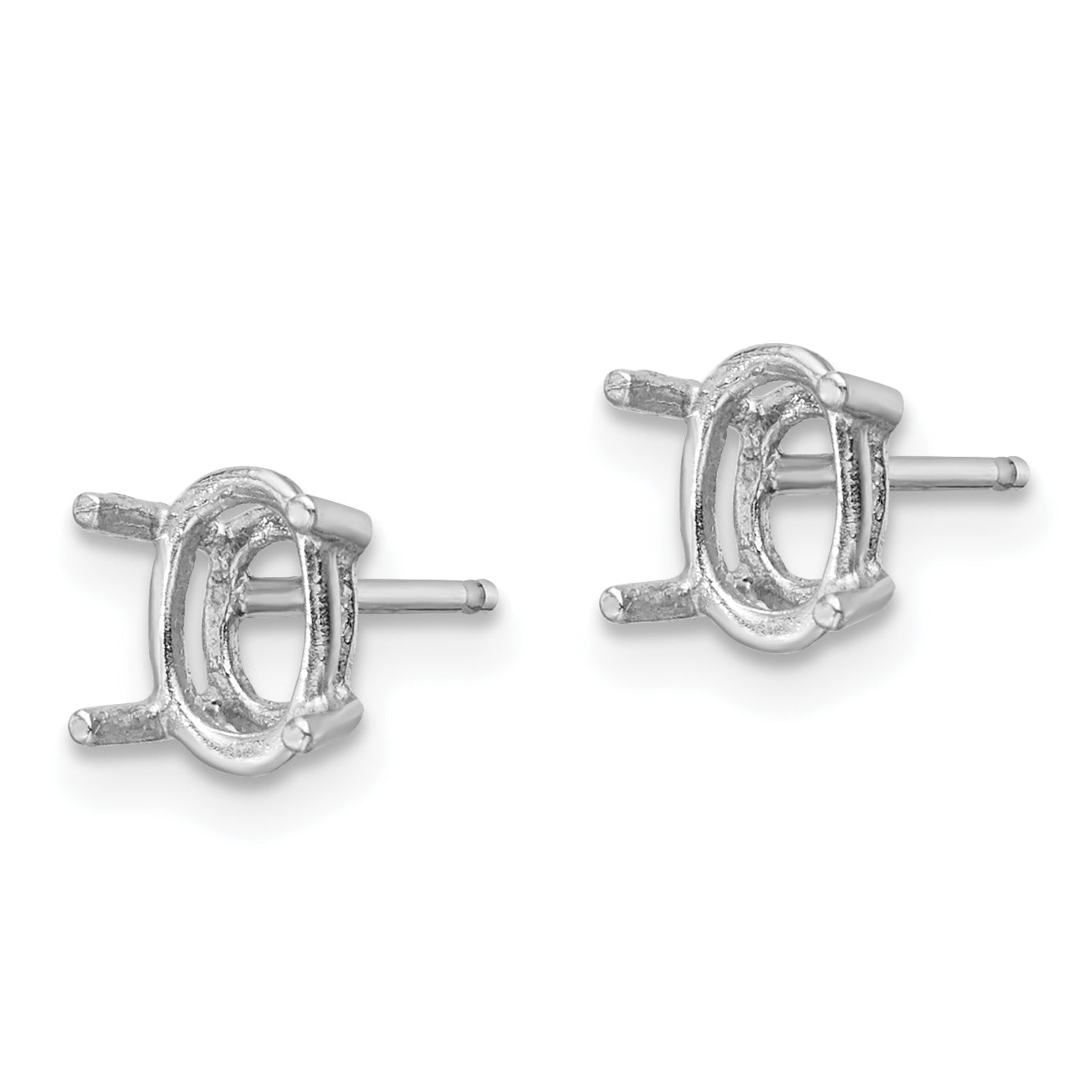 14k White Gold 6x4 Oval Earring Mounting (No Stone Included)s