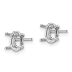 14k White Gold 6x4 Oval Earring Mounting (No Stone Included)s