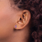 Oval Amethyst Stud Earrings in 14K Yellow Gold, 7x5mm - Sophia Jewelers