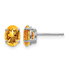 Oval Citrine Stud Earrings in 14K White Gold, 7x5mm - Sophia Jewelers