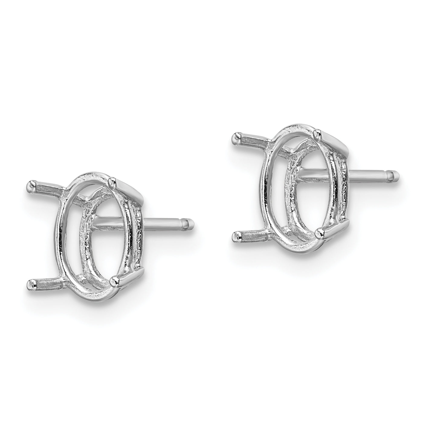 14k White Gold 8x6 Oval Earring Mounting (No Stone Included)s Secondary image