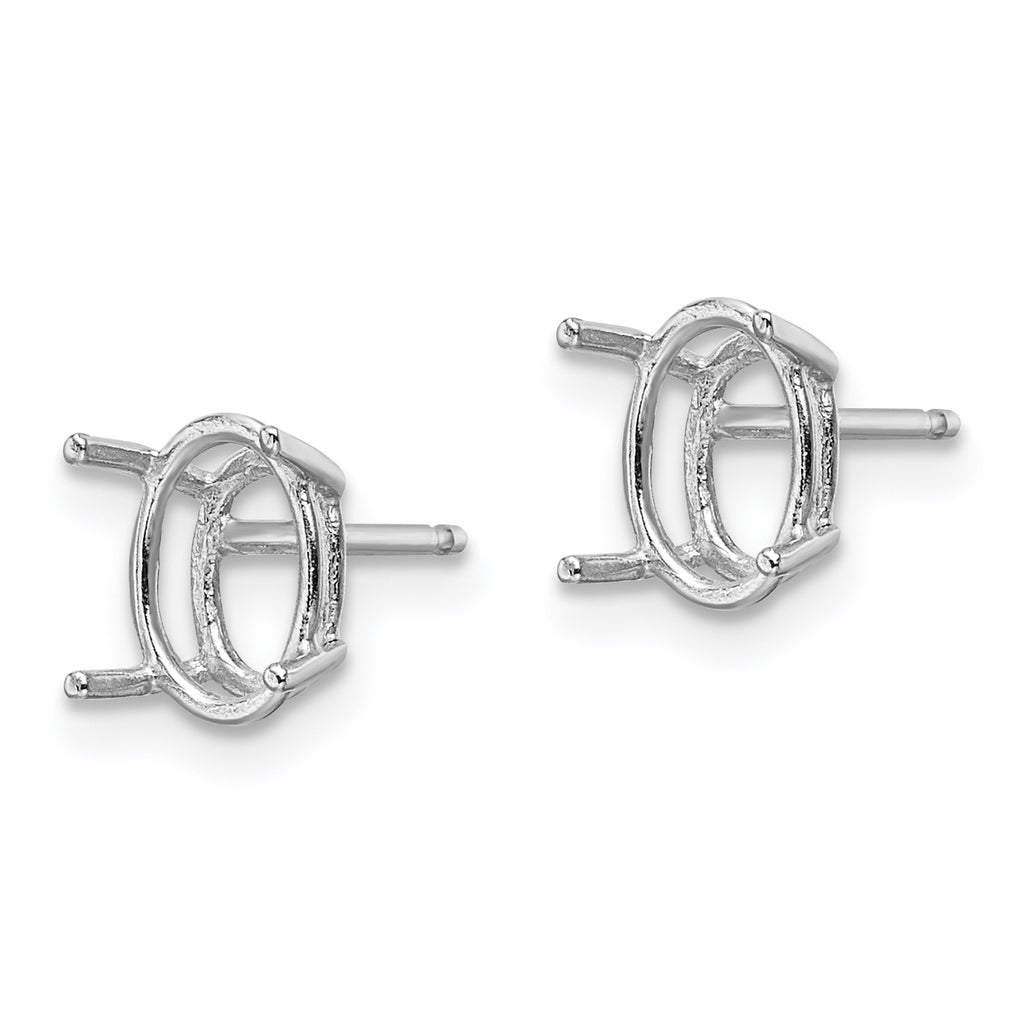 14k White Gold 8x6 Oval Earring Mounting (No Stone Included)s