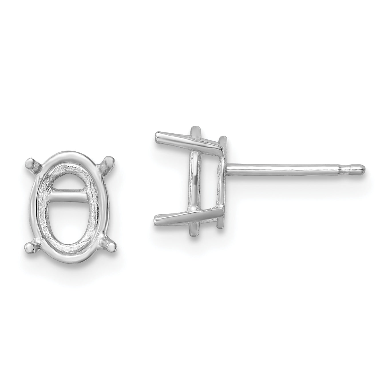 14k White Gold 8x6 Oval Earring Mounting (No Stone Included)s Main image