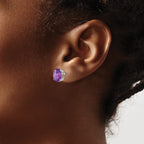 Oval Amethyst Stud Earrings in 14K White Gold, 10x8mm - Sophia Jewelers