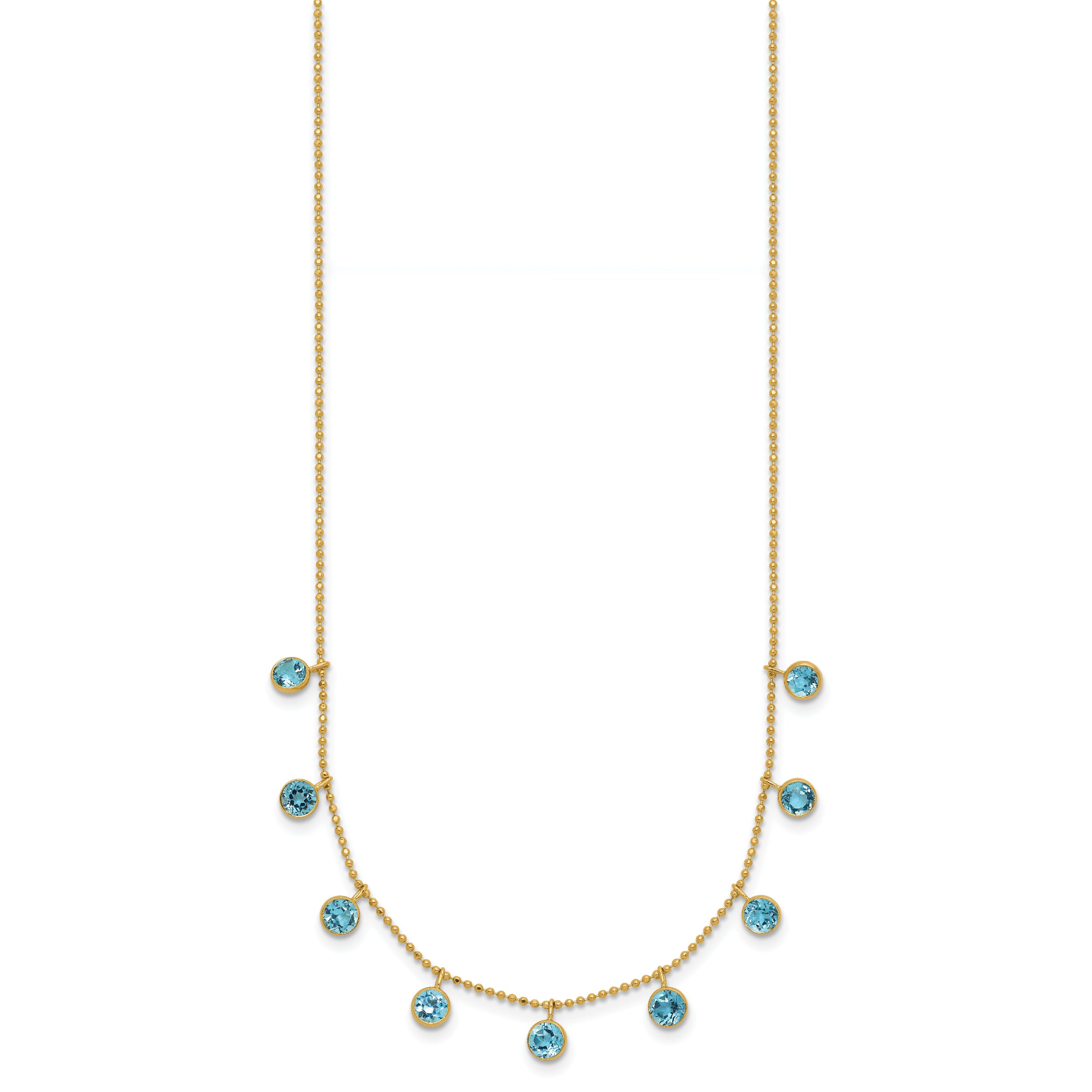 14k Blue Topaz Dangles 16 inch Necklace Plus 2 inch Extender