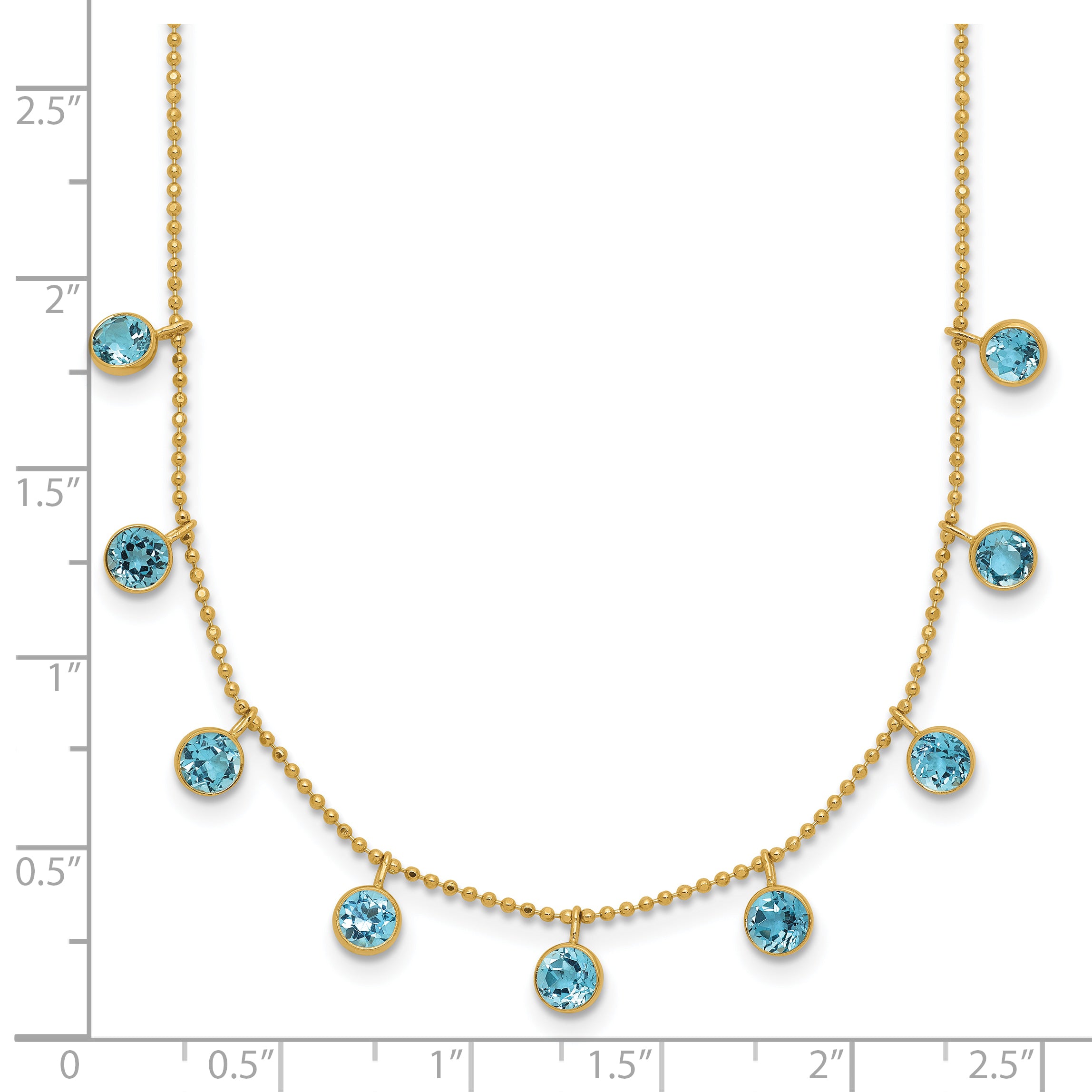 14k Blue Topaz Dangles 16 inch Necklace Plus 2 inch Extender