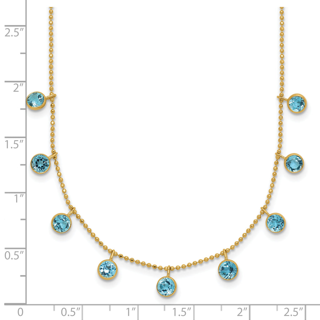 14k Blue Topaz Dangles 16 inch Necklace Plus 2 inch Extender