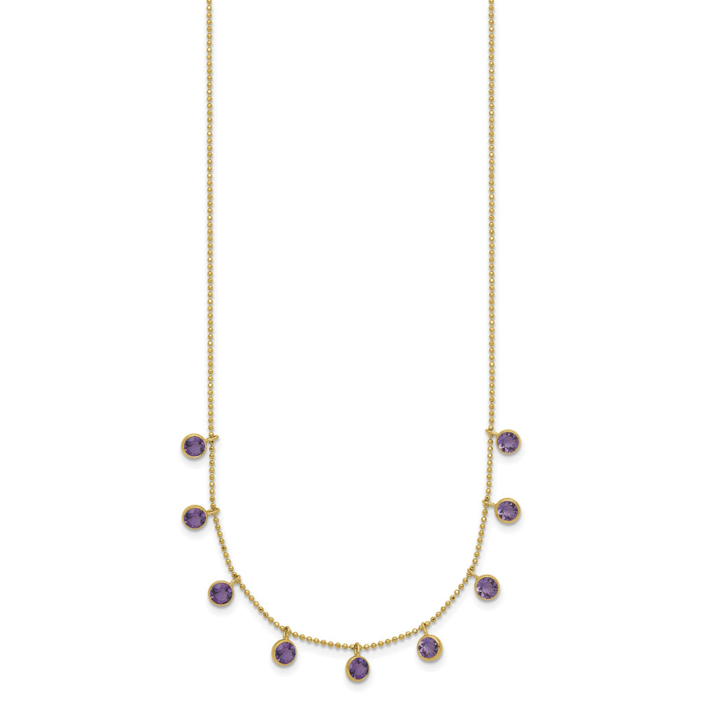 Amethyst Gemstone Necklace in 14K Yellow Gold, 16 Inch - Sophia Jewelers