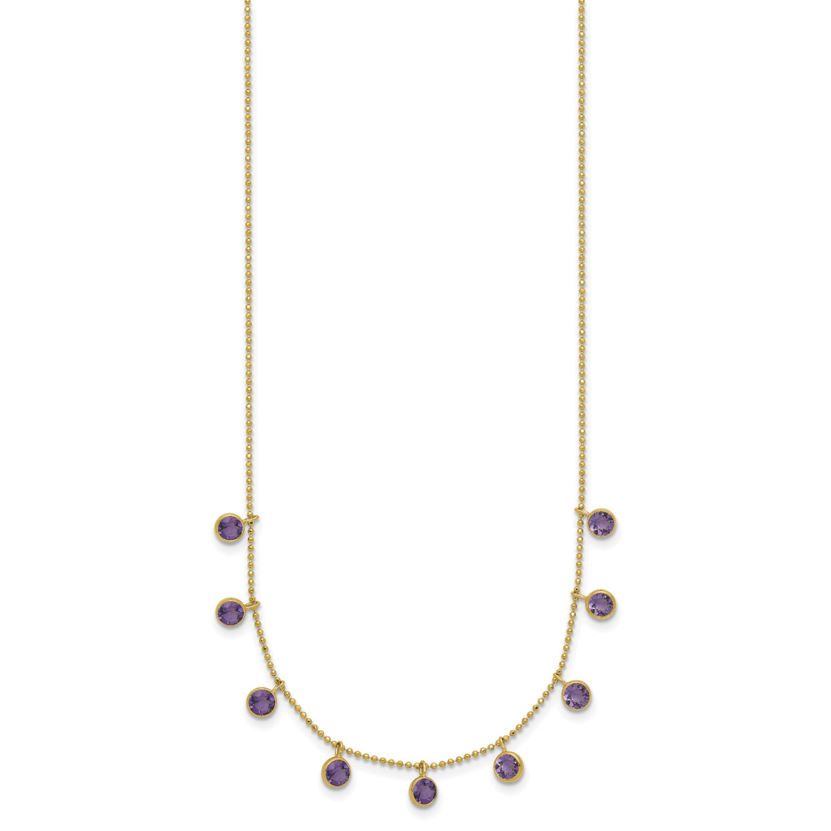 Amethyst Gemstone Necklace in 14K Yellow Gold, 16 Inch - Sophia Jewelers