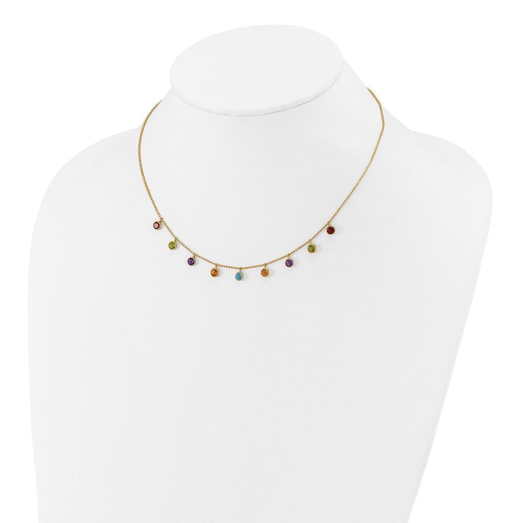 14K Amethyst/Citrine/Garnet/Peridot/Blue Topaz 16 inch Necklace Plus 2 inch Extender