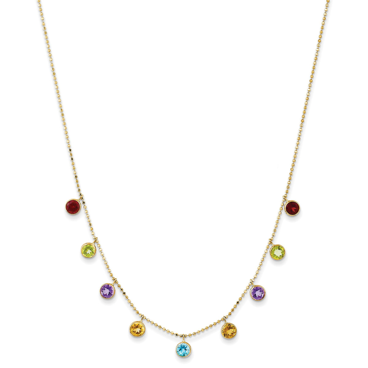 Amethyst/Citrine/Garnet/Peridot/Blue Topaz Necklace in 14K Yellow Gold, 16 Inch - Sophia Jewelers Main image