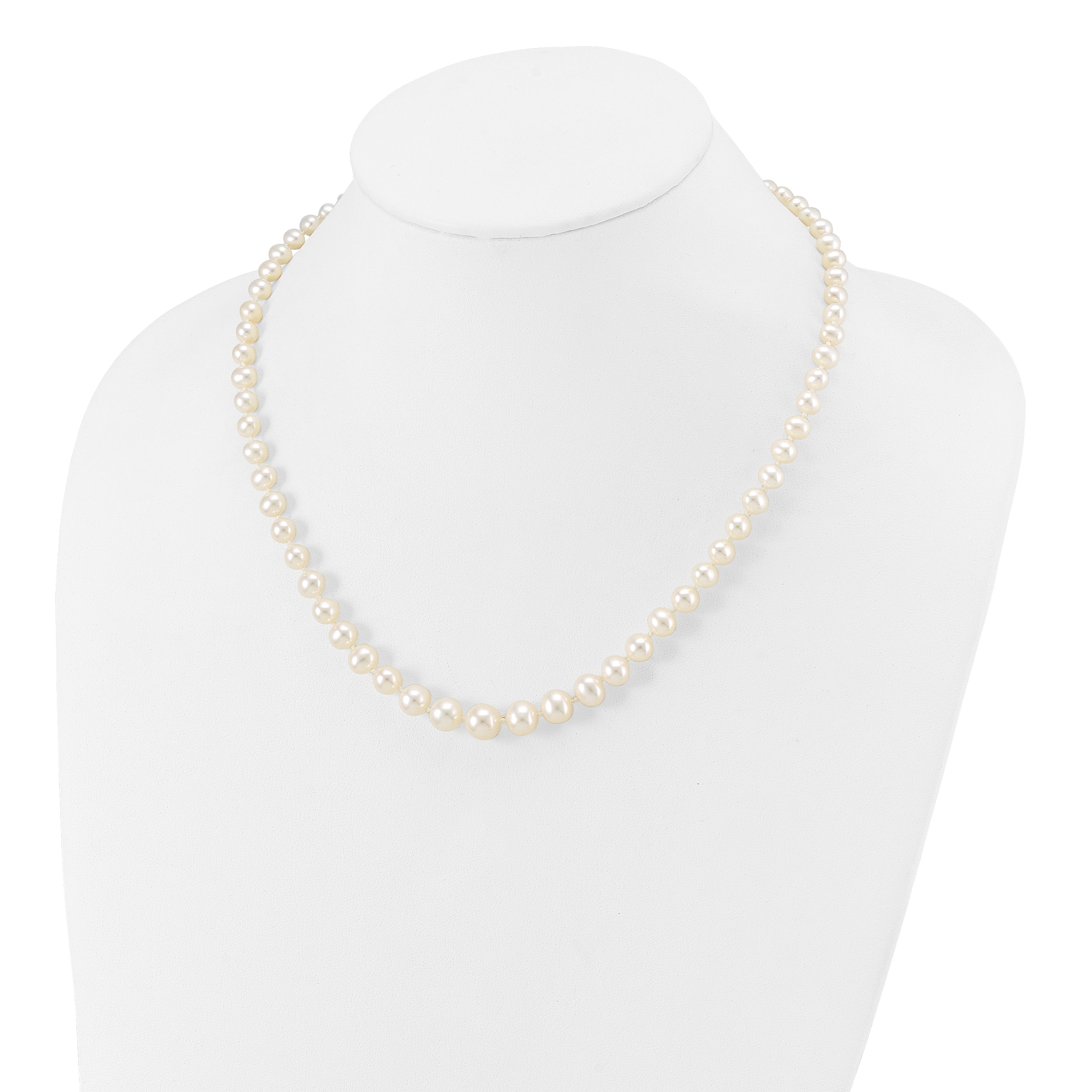 14k 4-8mm White Freshwater Cultured Pearl Graduated 18 inch Necklace Secondary image