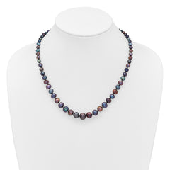 14k White Gold 4-10mm Graduated Black Near Round Freshwater Cultured Pearl 18 inch Necklace