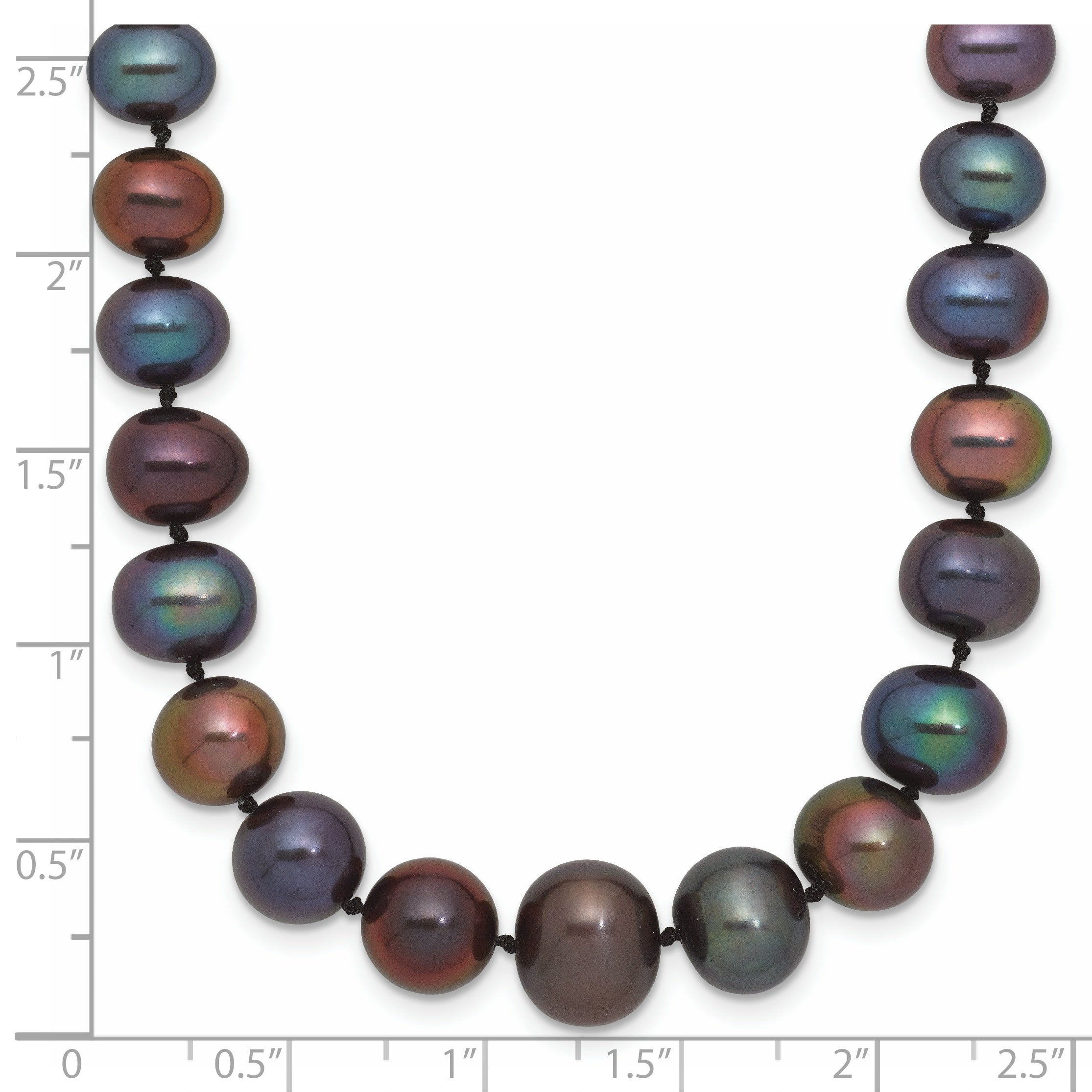 14k White Gold 4-10mm Graduated Black Near Round Freshwater Cultured Pearl 18 inch Necklace Secondary image