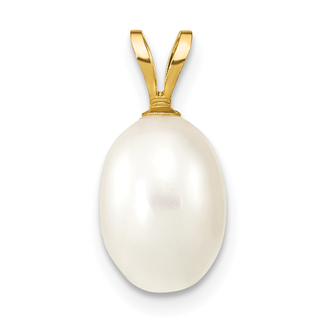 14K 7-8mm White Rice Freshwater Cultured Pearl Pendant Secondary image