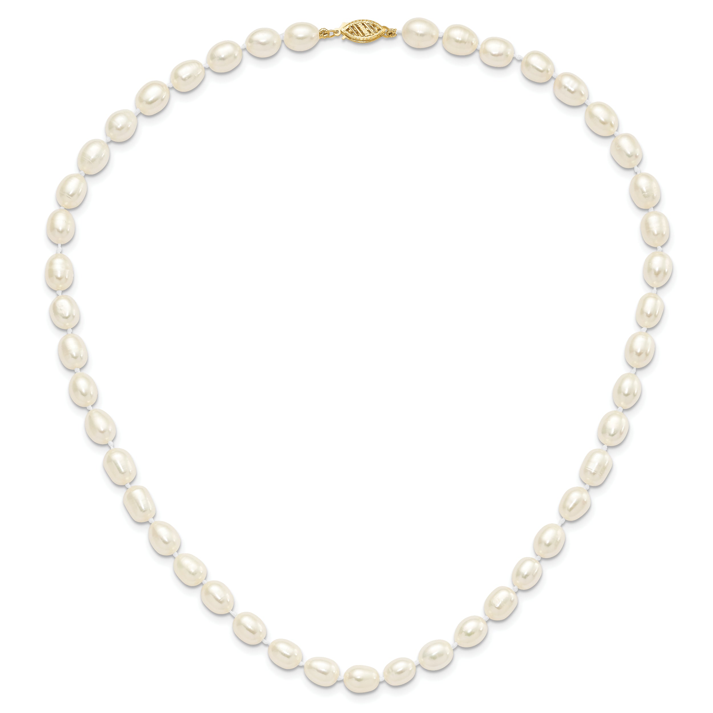 14k 7-8mm White Rice Freshwater Cultured Pearl 18 inch Necklace and Post Earring Set
