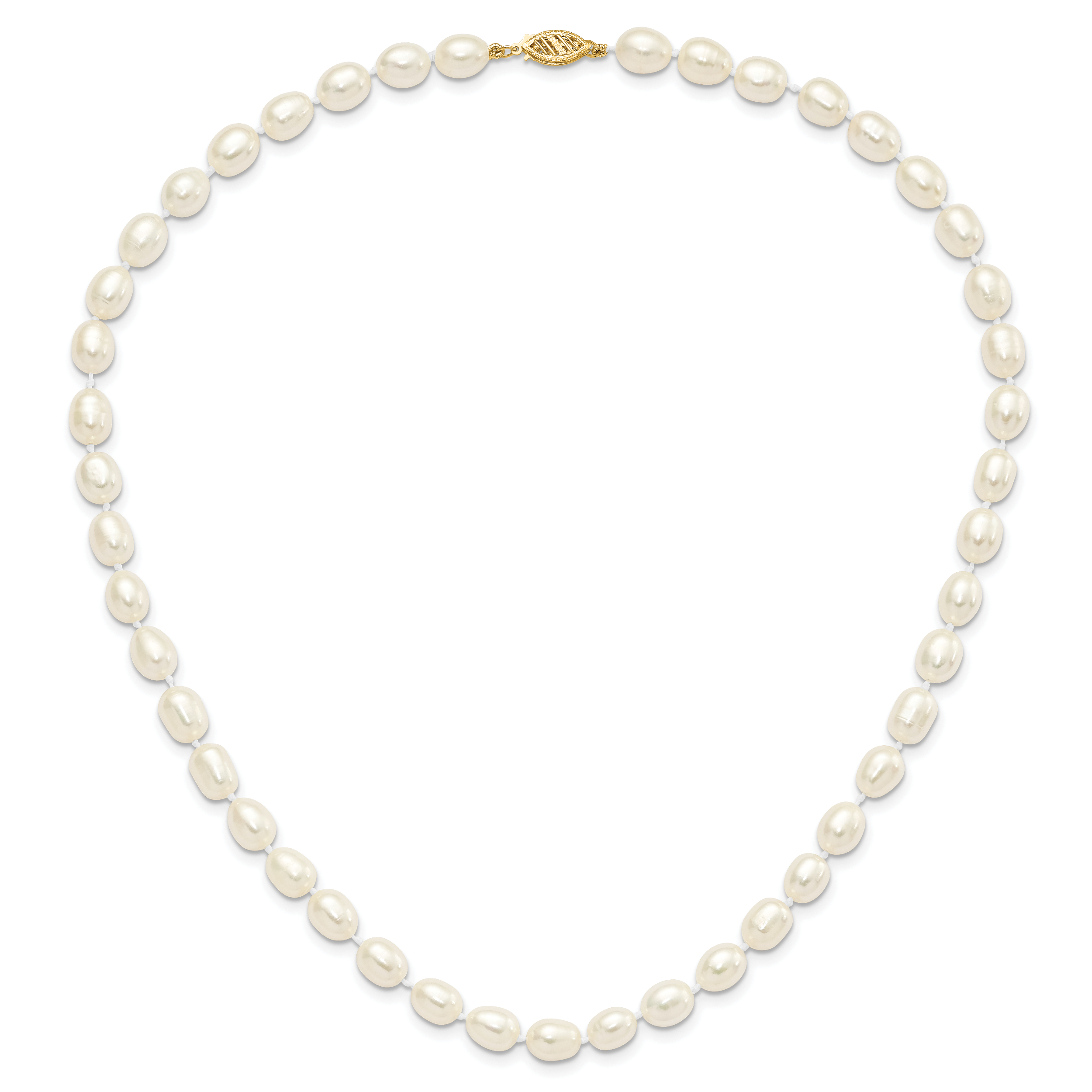 14k 7-8mm White Rice Freshwater Cultured Pearl 18 inch Necklace and Post Earring Set