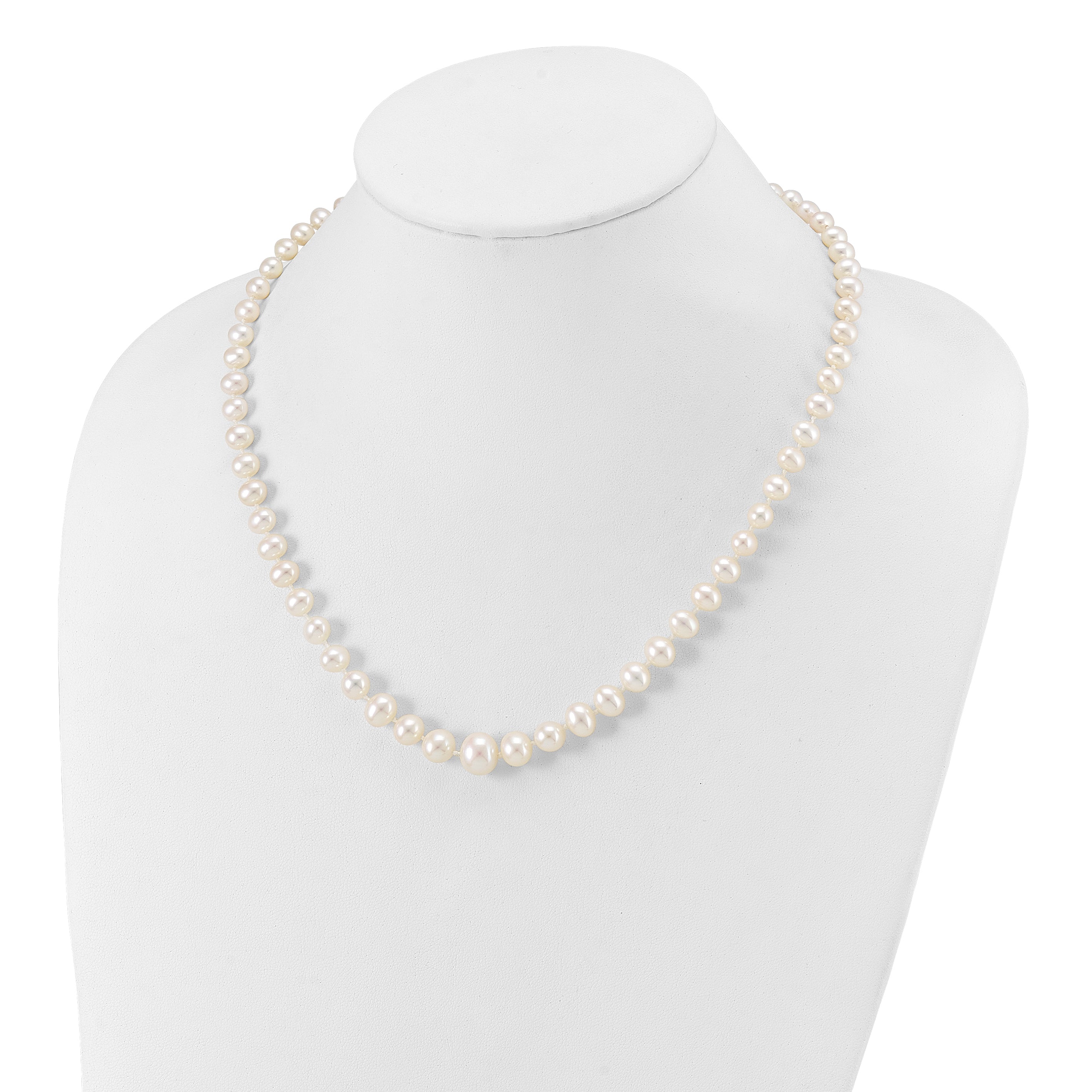 14k 4-9mm White Freshwater Cultured Pearl Graduated 18 inch Necklace