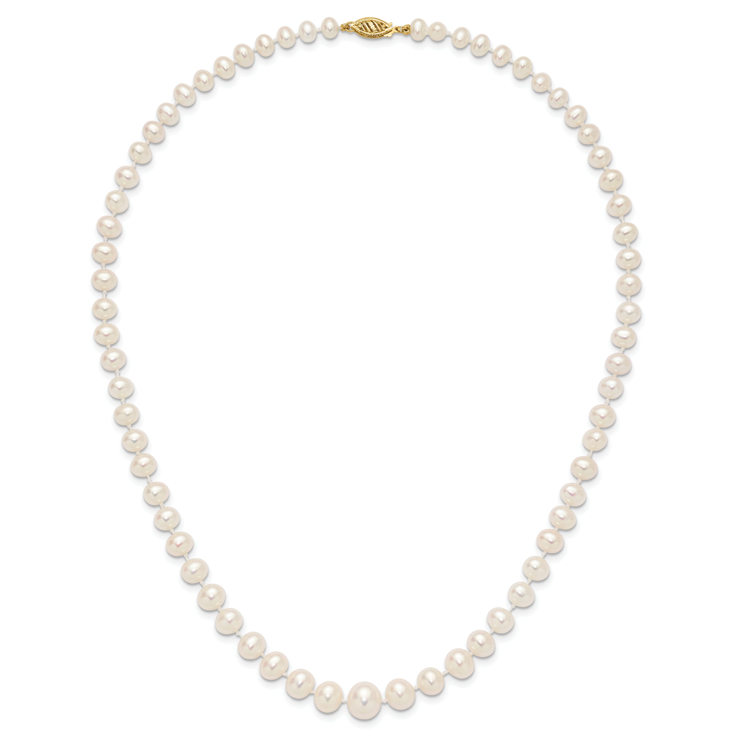 14k 4-9mm White Freshwater Cultured Pearl Graduated 18 inch Necklace