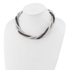 14k 6-7mm White/Gray/Black Near-Round Freshwater Cultured Pearl 3-Strand 18 inch Necklace