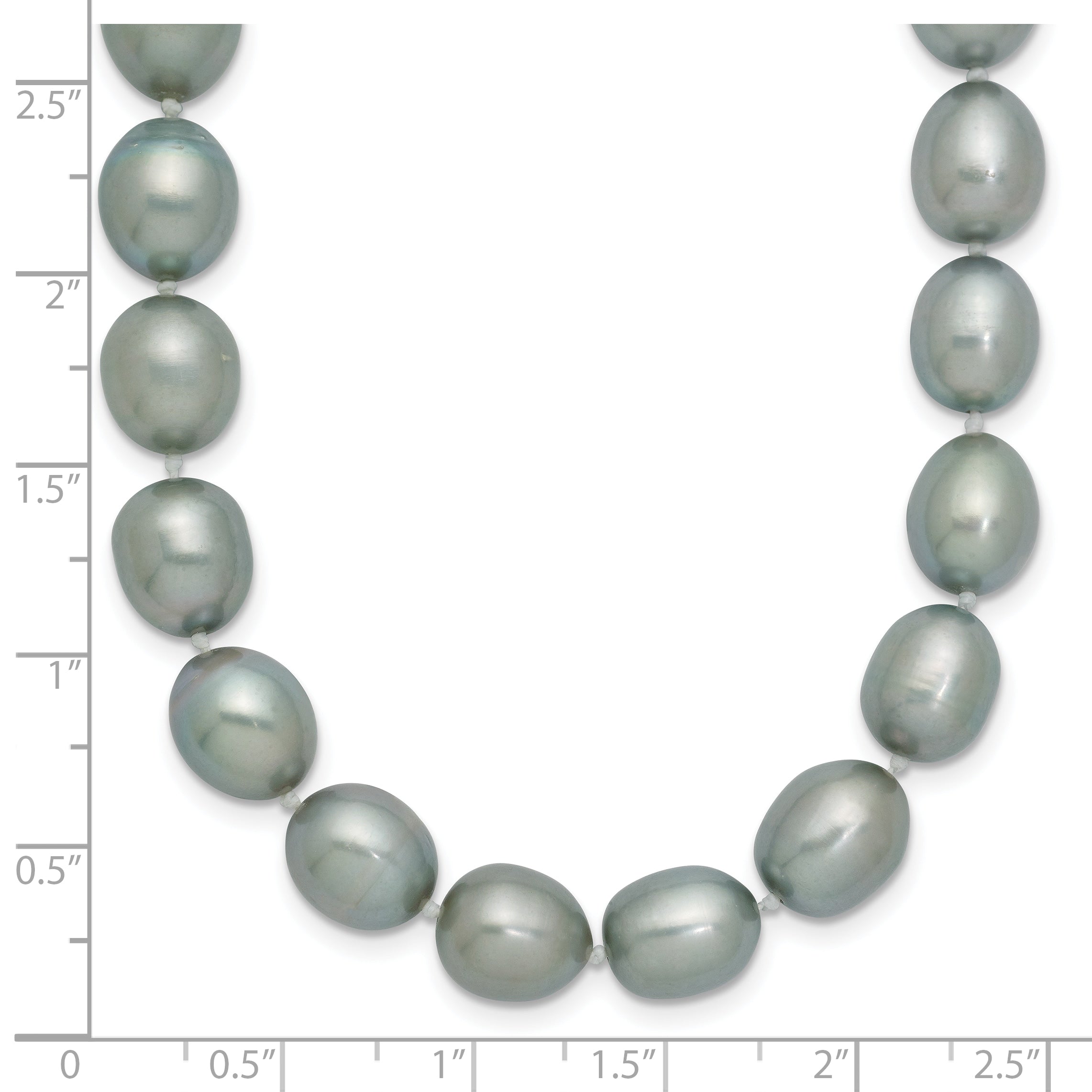 14k White Gold 8-9mm Grey Rice Freshwater Cultured Pearl 24 inch Necklace