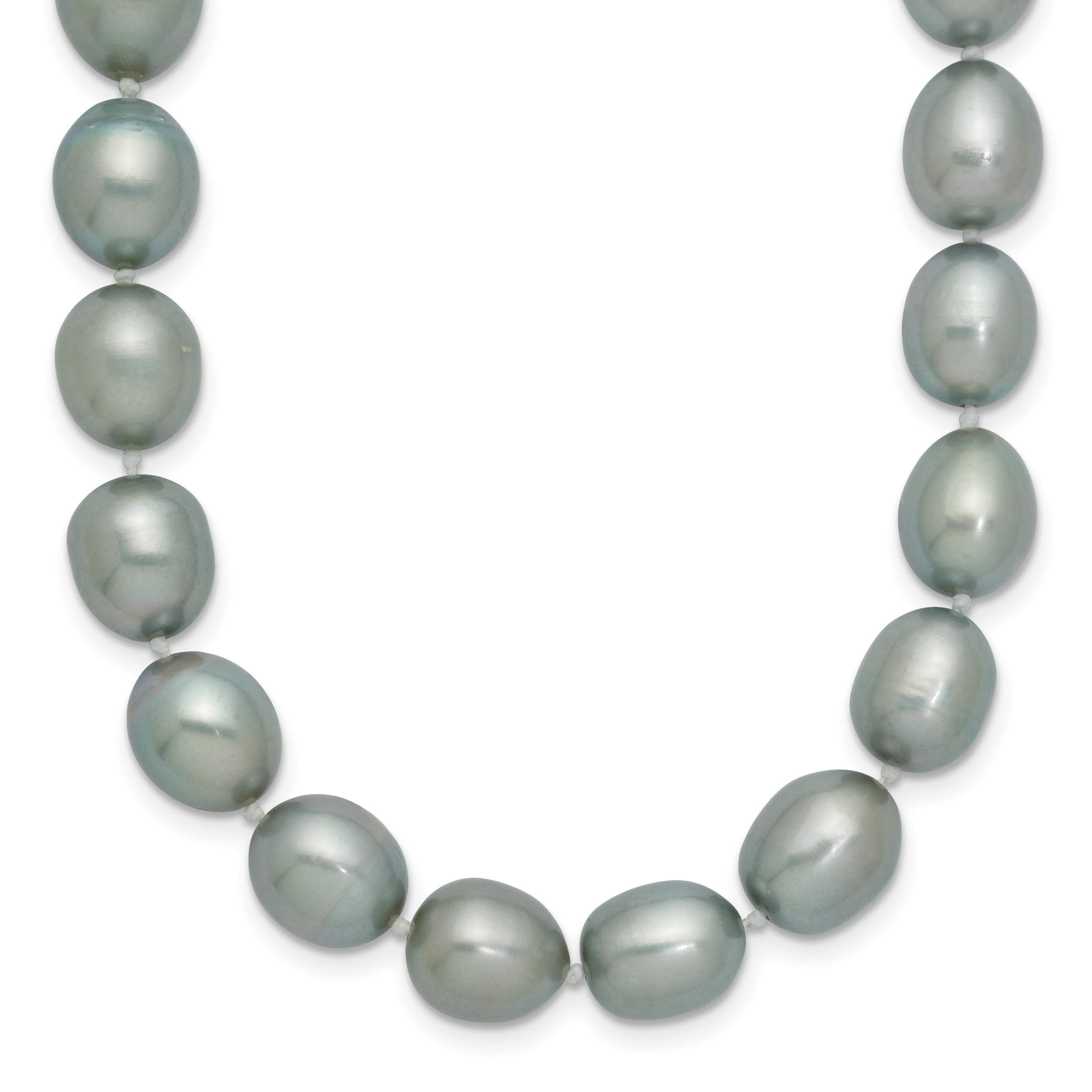 14k White Gold 8-9mm Grey Rice Freshwater Cultured Pearl 24 inch Necklace Main image
