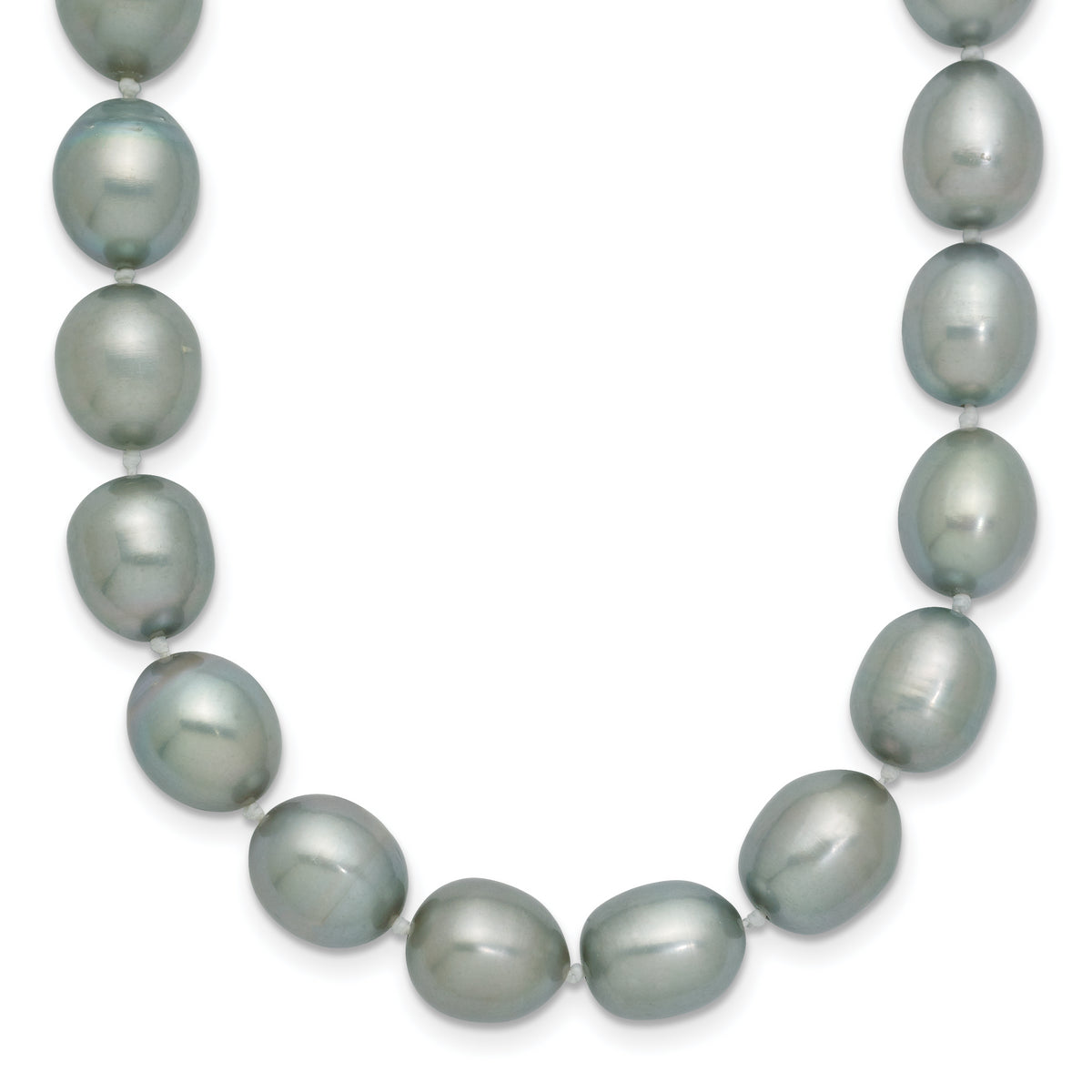 14k White Gold 8-9mm Grey Rice Freshwater Cultured Pearl 24 inch Necklace