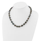 14k White Gold 8-11mm Black Baroque Tahitian Saltwater Cultured Pearl Graduated 18 inch Necklace