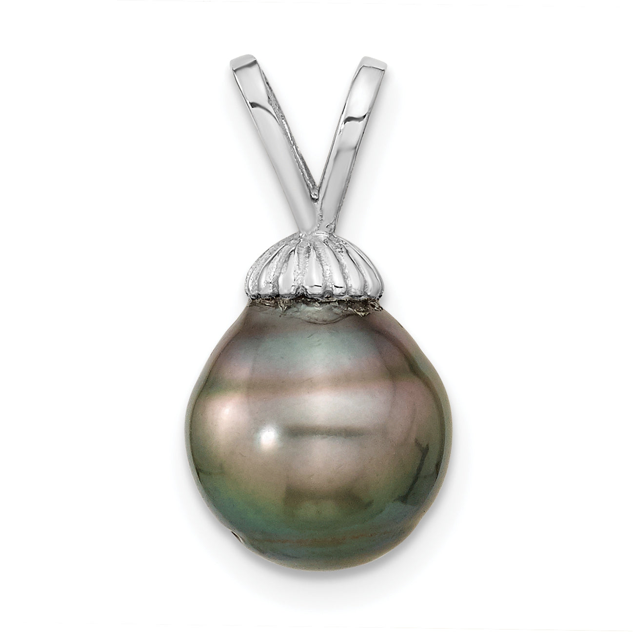 14K White Gold 9-10mm Teardrop Saltwater Cultured Tahitian Pearl Pendant Secondary image