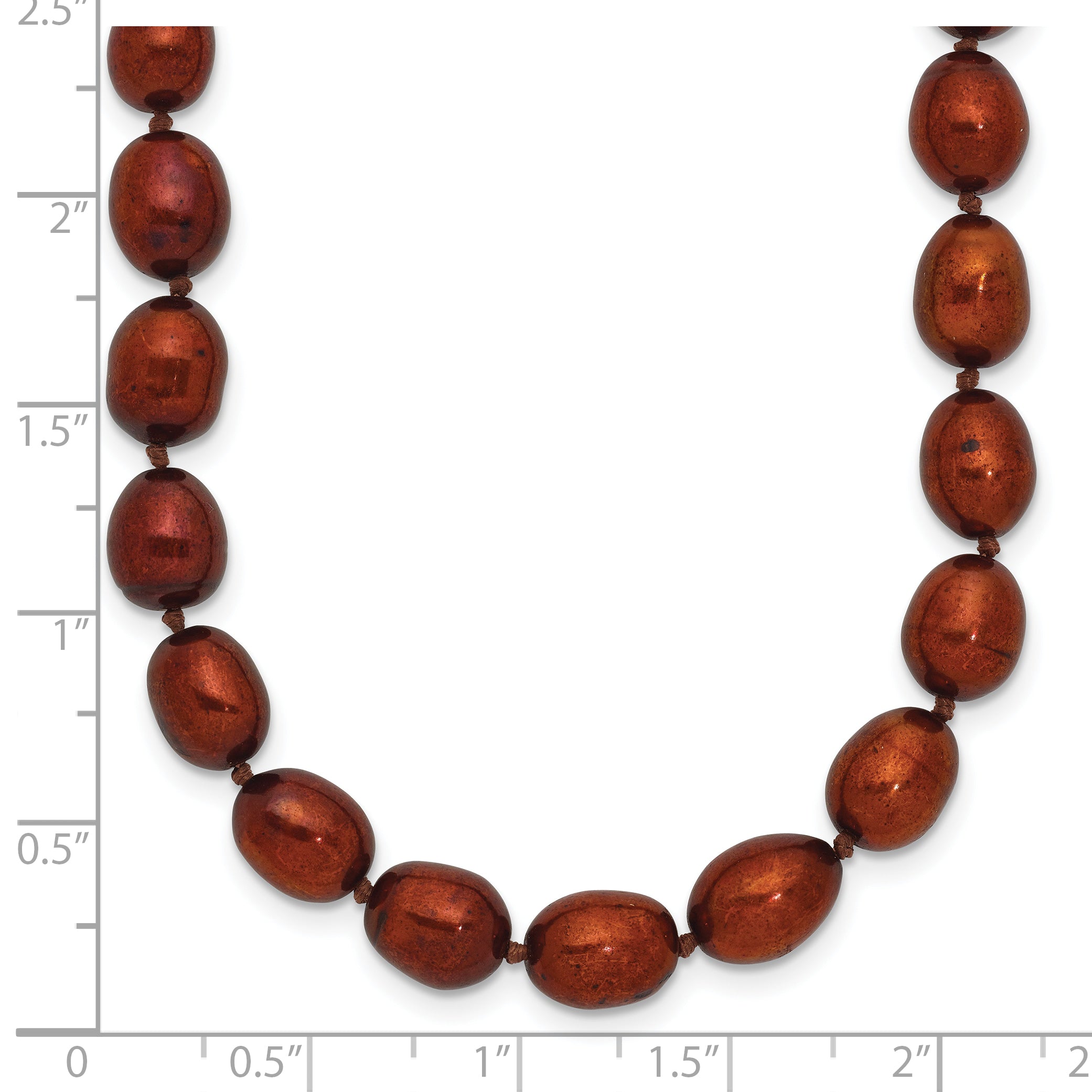 14k 7-8mm Brown Rice Freshwater Cultured Pearl 20 inch Necklace