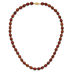 14k 7-8mm Brown Rice Freshwater Cultured Pearl 18 inch Necklace