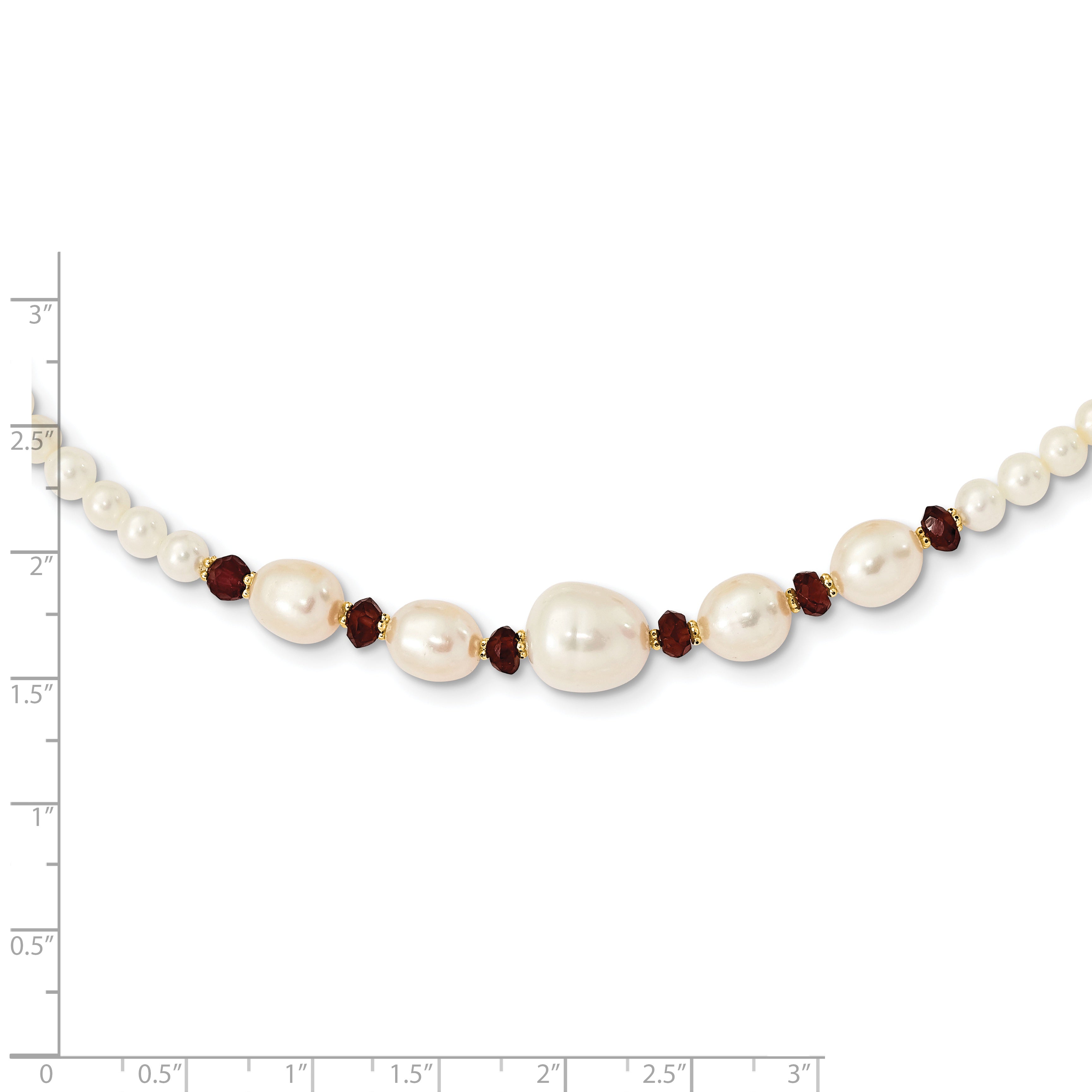 14k White Semi-Round Freshwater Cultured Pearl and Faceted 4.0GA Garnet Bead 18 inch Necklace Secondary image