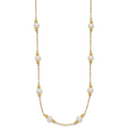 14k 5-6mm White Near-Round Freshwater Cultured Pearl Beaded 12-Station 18 inch Necklace