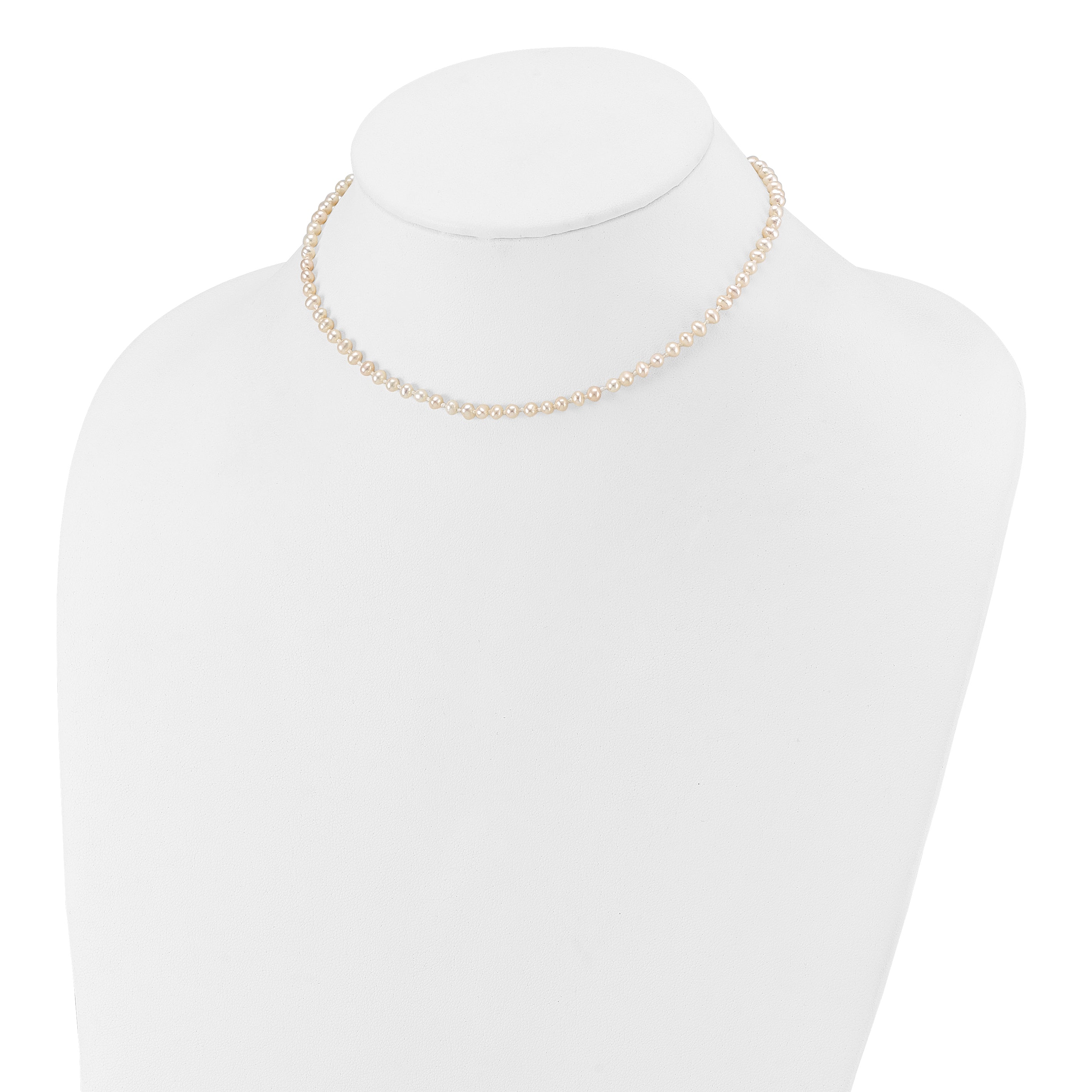 14k Children's 3-4mm White Semi-Round Freshwater Cultured Pearl 12 inch Necklace